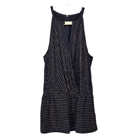 Michael Kors Navy and Gold Striped Blouse - Picture 4 of 12